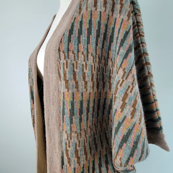 Peruvian Connection Long Multicolor Knit Open Cardigan SZ M - Picture 6 of 12